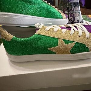 Green and Gold Glitter Sneakers
